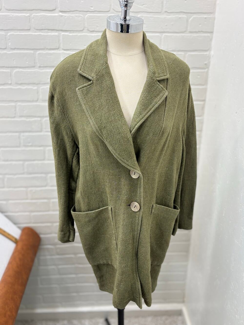 ZARA Olive Green Woman's S Cardigan Jacket Coat Oversized Long Blazer C14